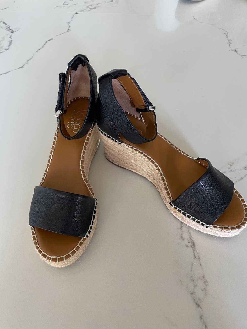 Franco Sarto Black Espadrille Sandals - Size 6.5